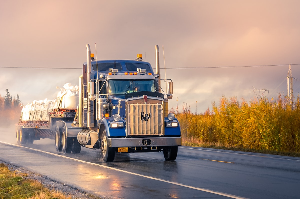 Road freight — truck on highway