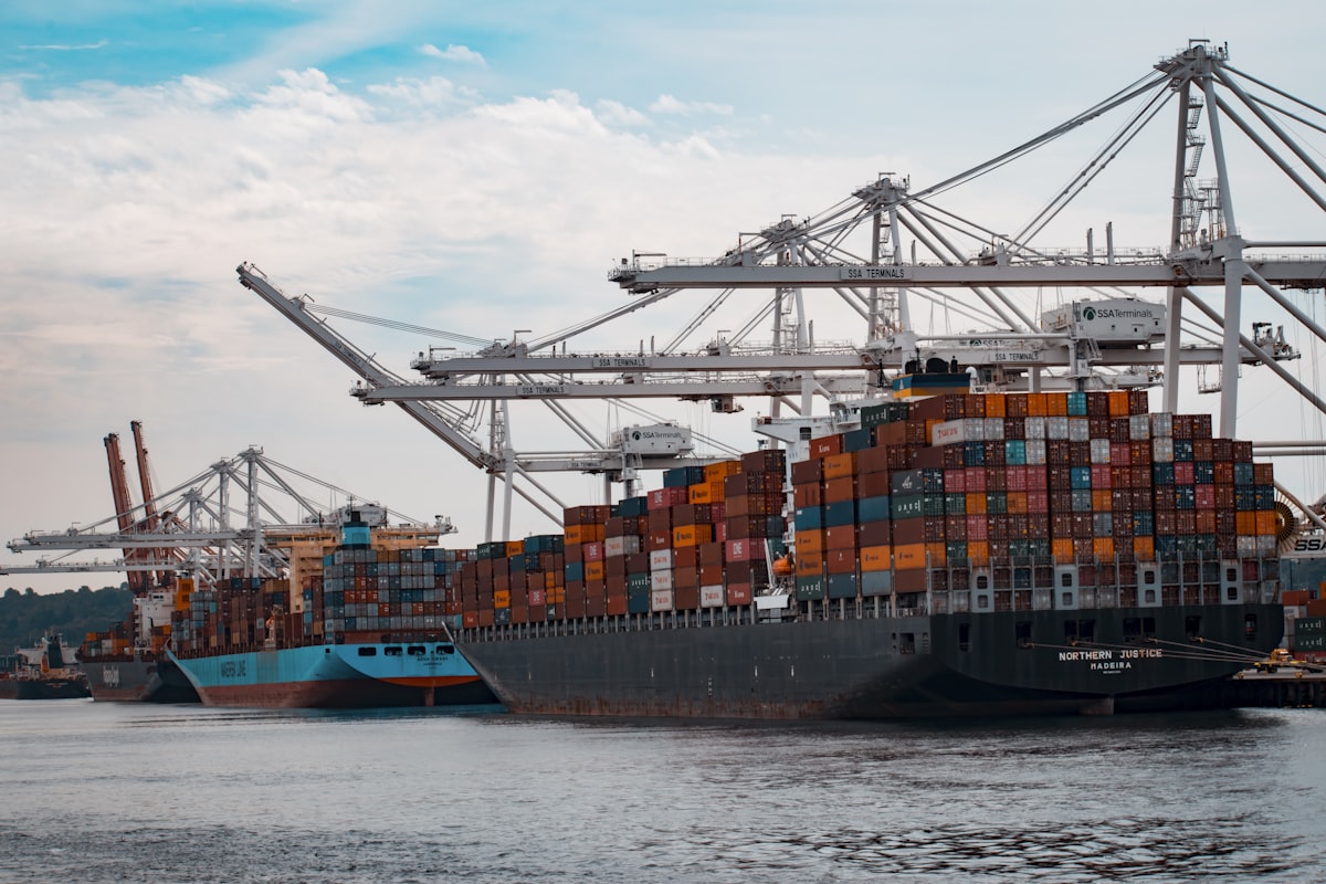 Sea freight — port cranes and containers